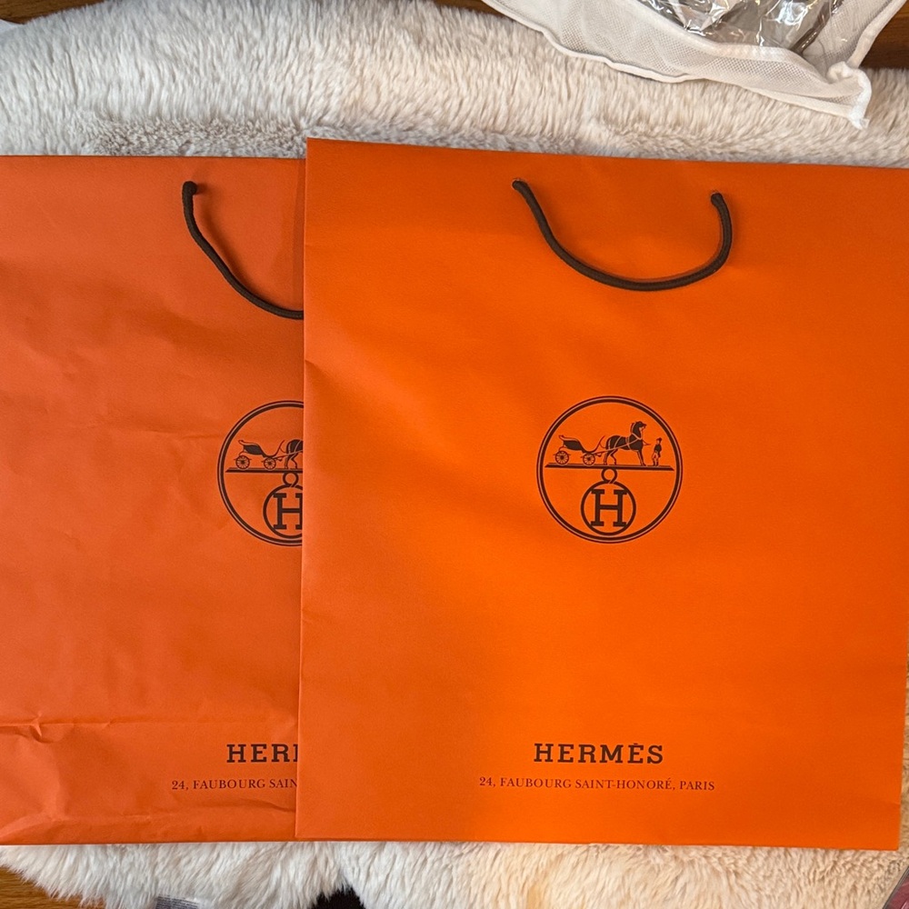 Hermès Large Orange Shopping Bags (set of 2)